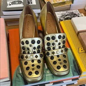 Coach Gold Studded Women's Loafers